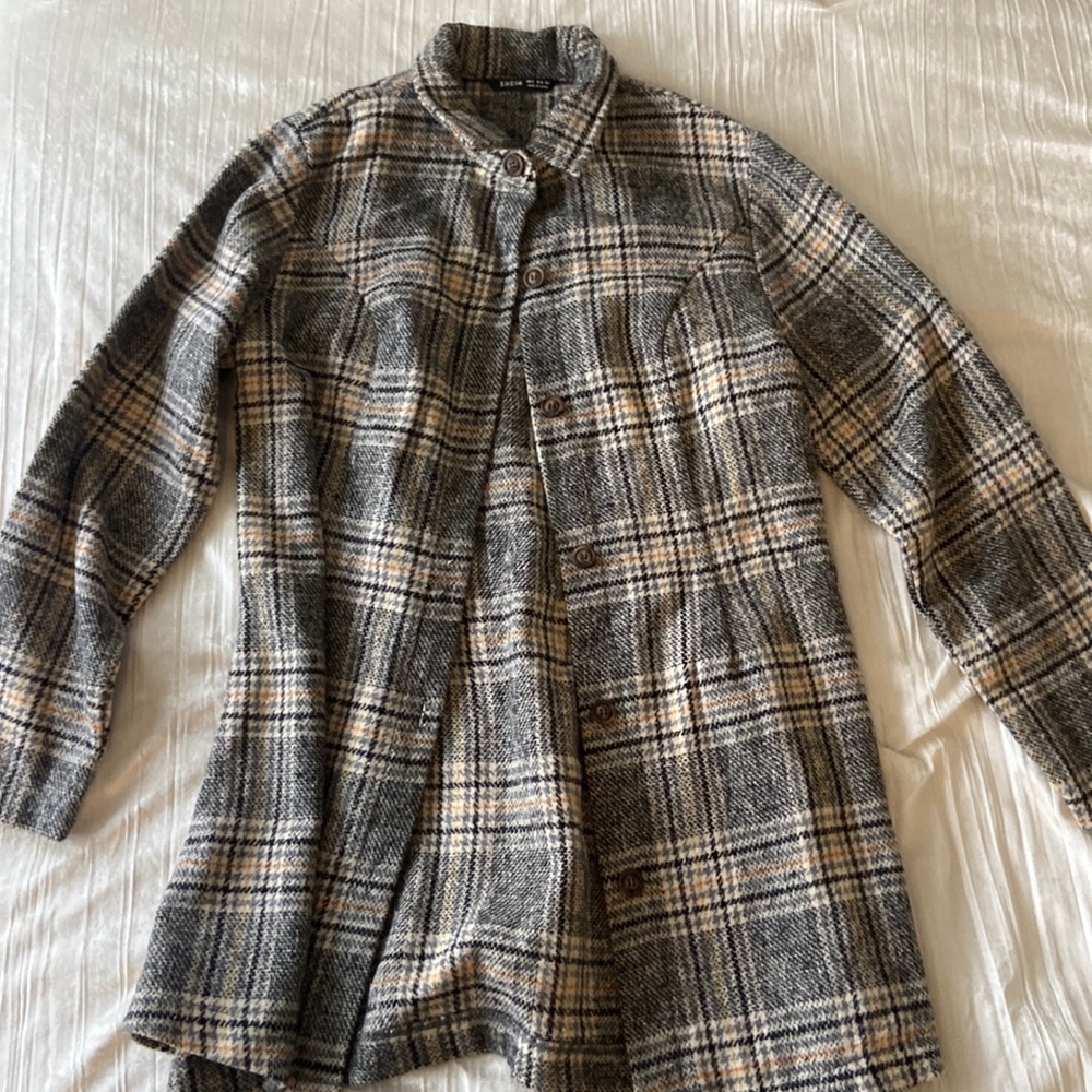 shein flannel coat